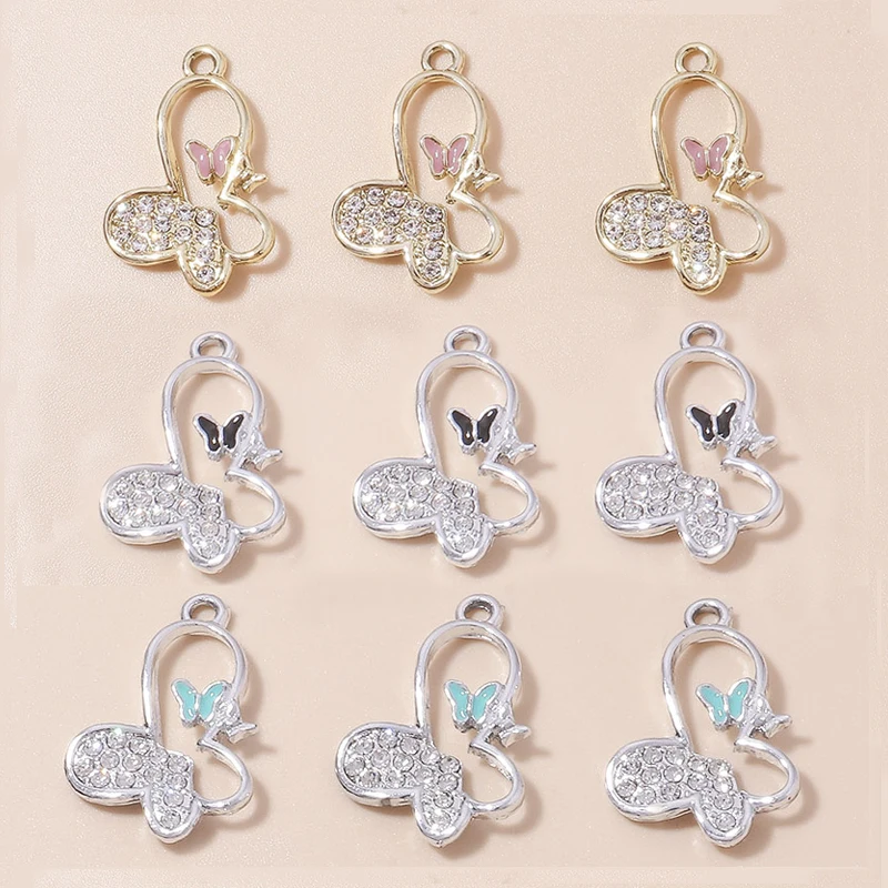 10pcs Gorgeous Crystal Butterfly Charms Pendants for Handmade Necklaces Bracelets DIY Jewelry Making Accessories