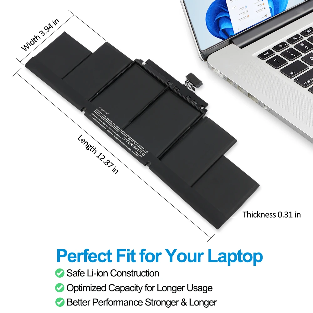 KingSener A1494 A1417 Bateria do laptopa Apple MacBook Pro 15" A1398 Retina 2012 2013 2014 Rok Darmowe narzędzia 500+ cykli Szybka wysyłka — zdjęcie produktu 6