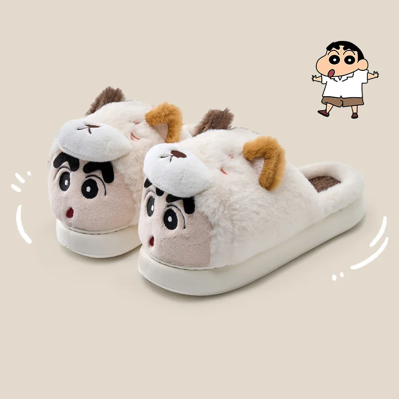 Kawaii Crayon Shin-Chan Anime Nohara Shiro Cartoon Pantofole in cotone peluche Ragazze Casa Scarpe antiscivolo per la casa