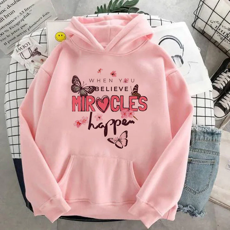 Forever And Ever Brief Gedrukt Wit Oversize Sweatshirt Kawaii Hoodies Roze Kleding Hoody Winter Vrouwen Hoodies Volledige Mouw