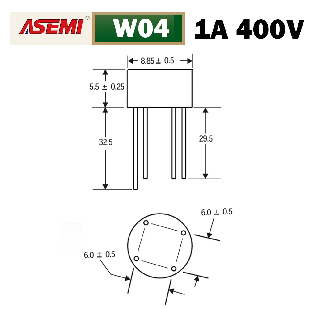 W04 Diode Bridge Rectifier 1A 400V ASEMI