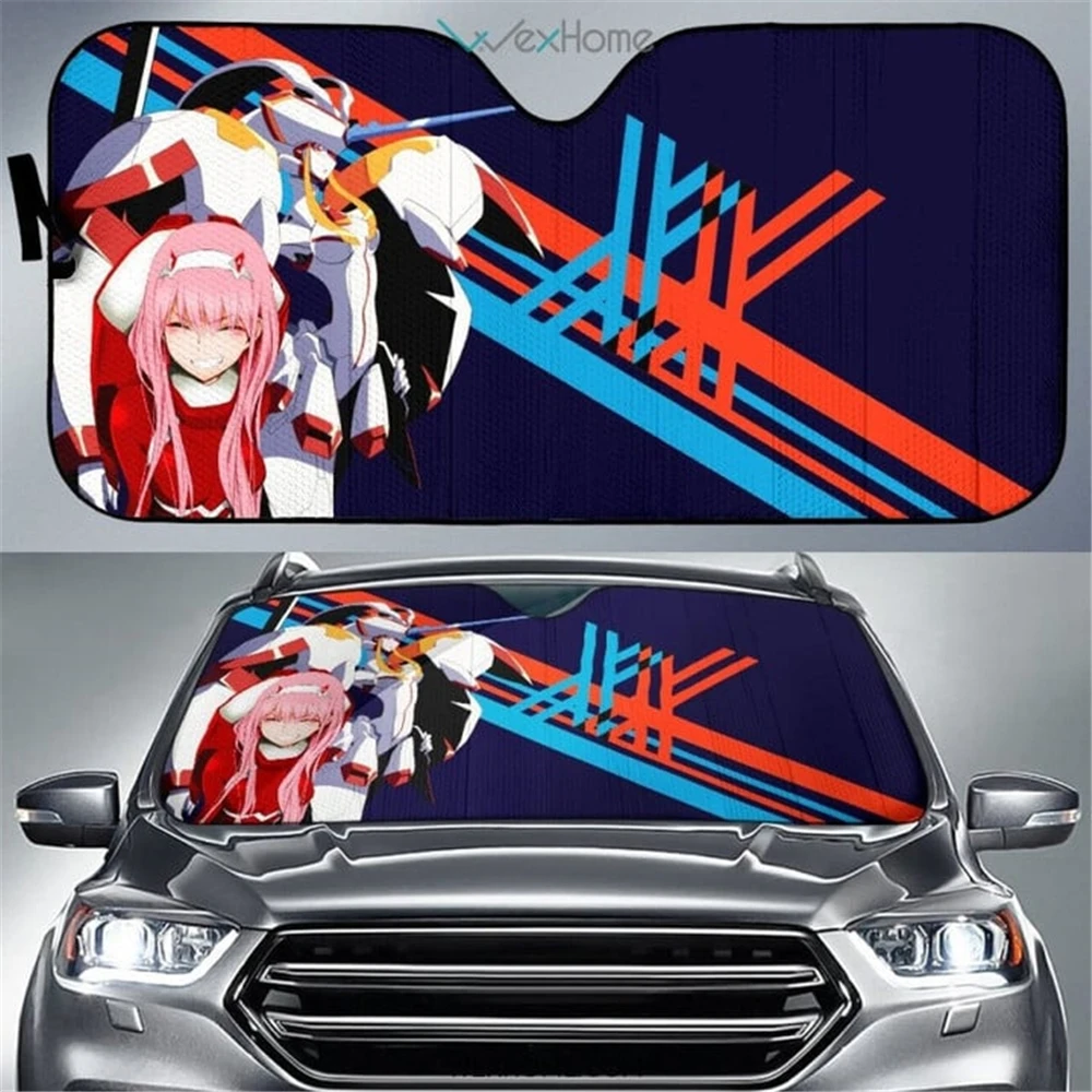 Darling In The Franxx Anime Foldable Car Sun Shade Interior Protector Car Windshield Sunshade Anti UV Visor Universal Accessory