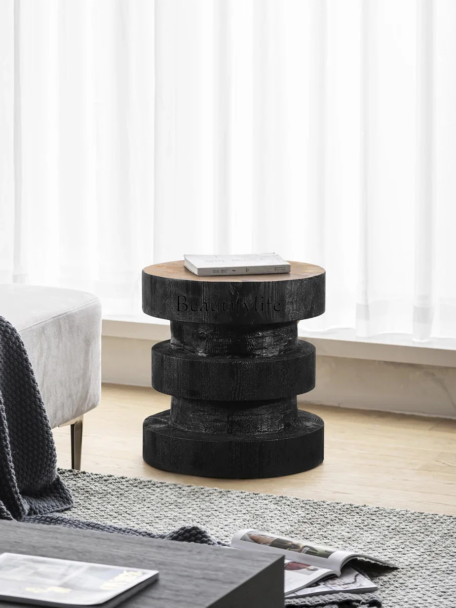 Bed and breakfast wabi-sabi wind log stump living room edge few round wooden stool low carbon art ornament