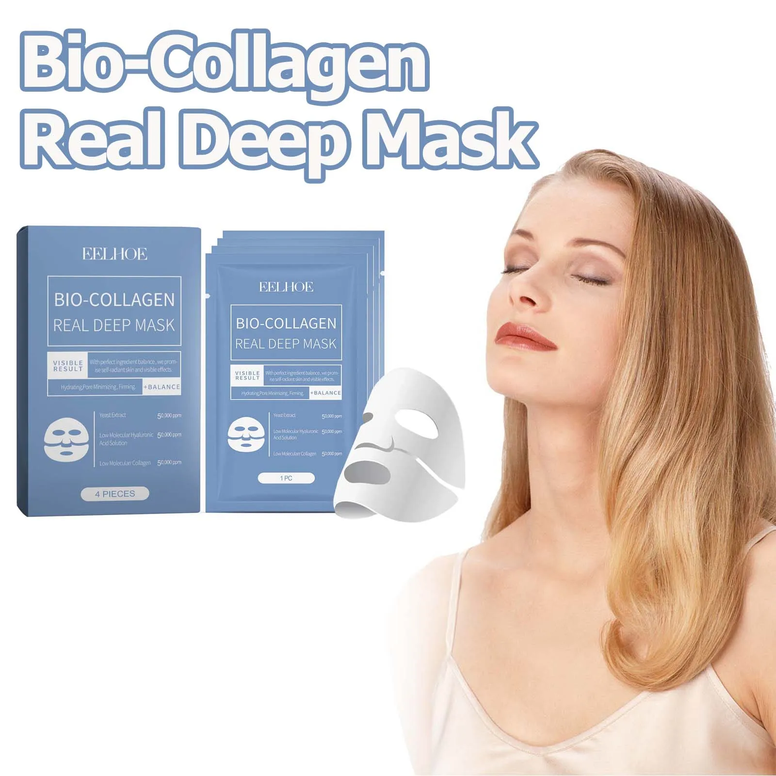 4 Teile/schachtel Bio Kollagen Gesichtsmaske Anti Aging Feste Haut Barriere Reparatur Schrumpfen Poren Aufhellung Echte Tiefe Feuchtigkeitsspendende Gesichtsmaske