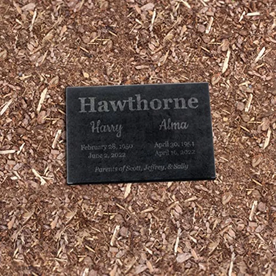 Black Granite Memorial Headstone for Garden, Tree Dedication or Cemetery Use Durable, Sleek Black, Custom Text Dual Clipart