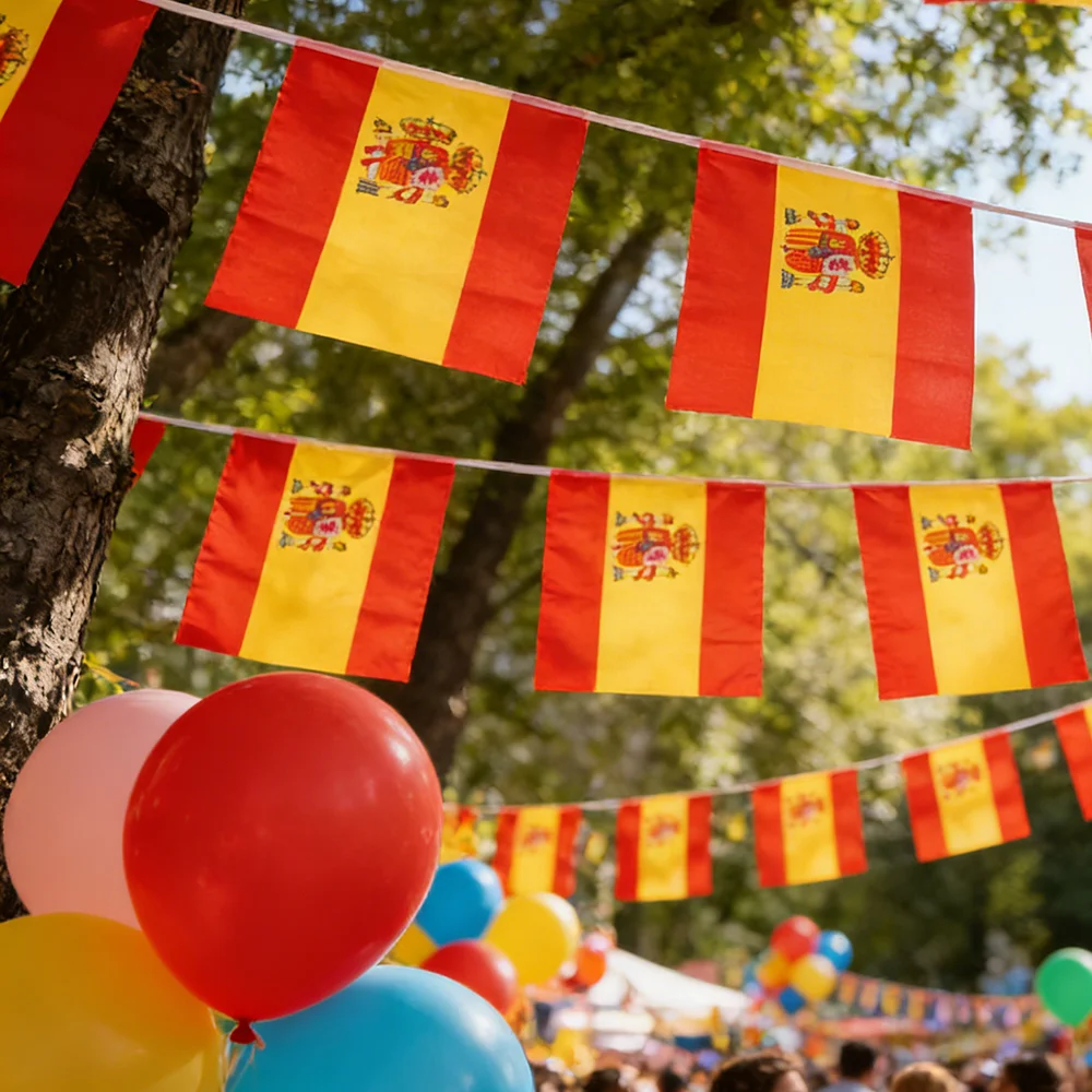 Spain String Flag 20 Pcs Bunting Banner Football Soccer Match Decorative Flags for Bar Decoration