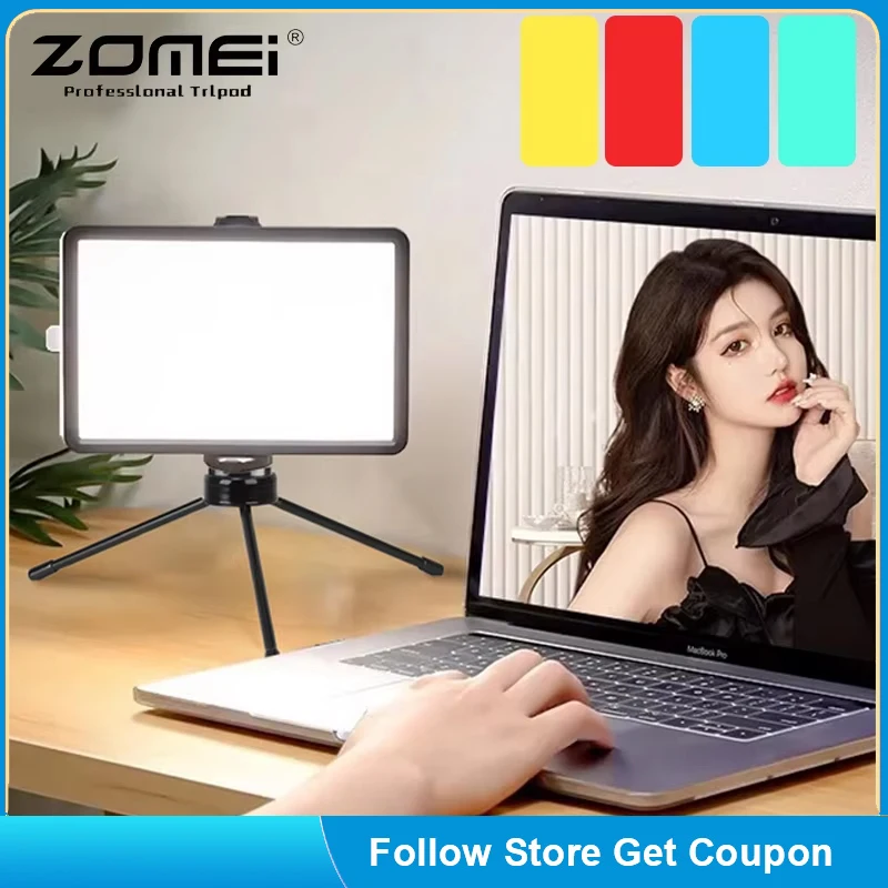 

Desk Video Fill Light Dimmable LED Panel Light with Tripod Stand Angle Adjustable USB Interface for Video Live Stream Makeup