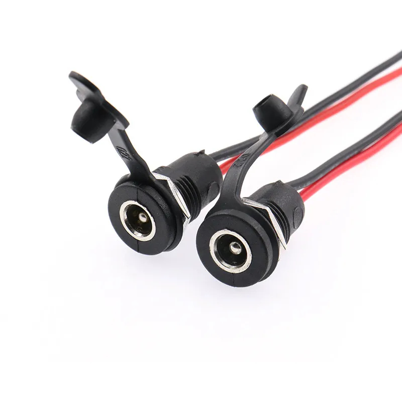 DC-099/022B Waterproof DC Female Base 5.5-2.1-2.5mm DC Female Head DC Power Interface Socket with 20cm Wire