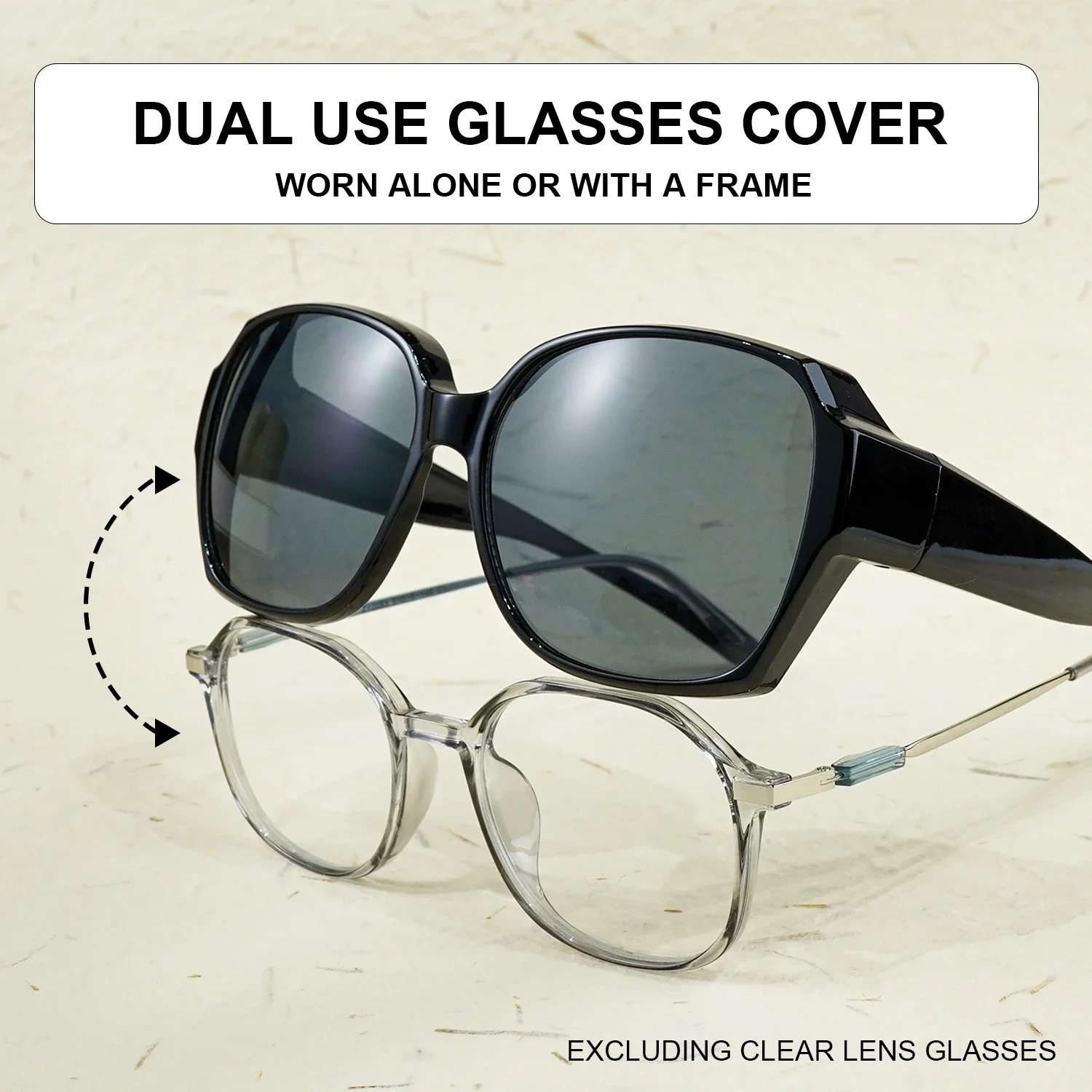 Fit-Over-Brille Retro übergroße quadratische Nachtsicht-Sonnenbrille, V400-Schutz, stilvoll für Outdoor-Sportfahrten – Detail 16