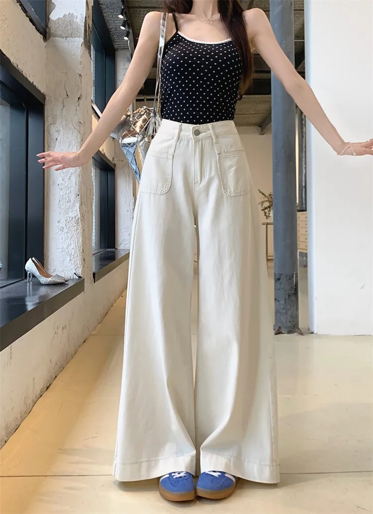 ZHISILAO New Baggy Wide Leg Jeans Women Vintage Boyfriend Floor Length Denim Pants Summer 2024