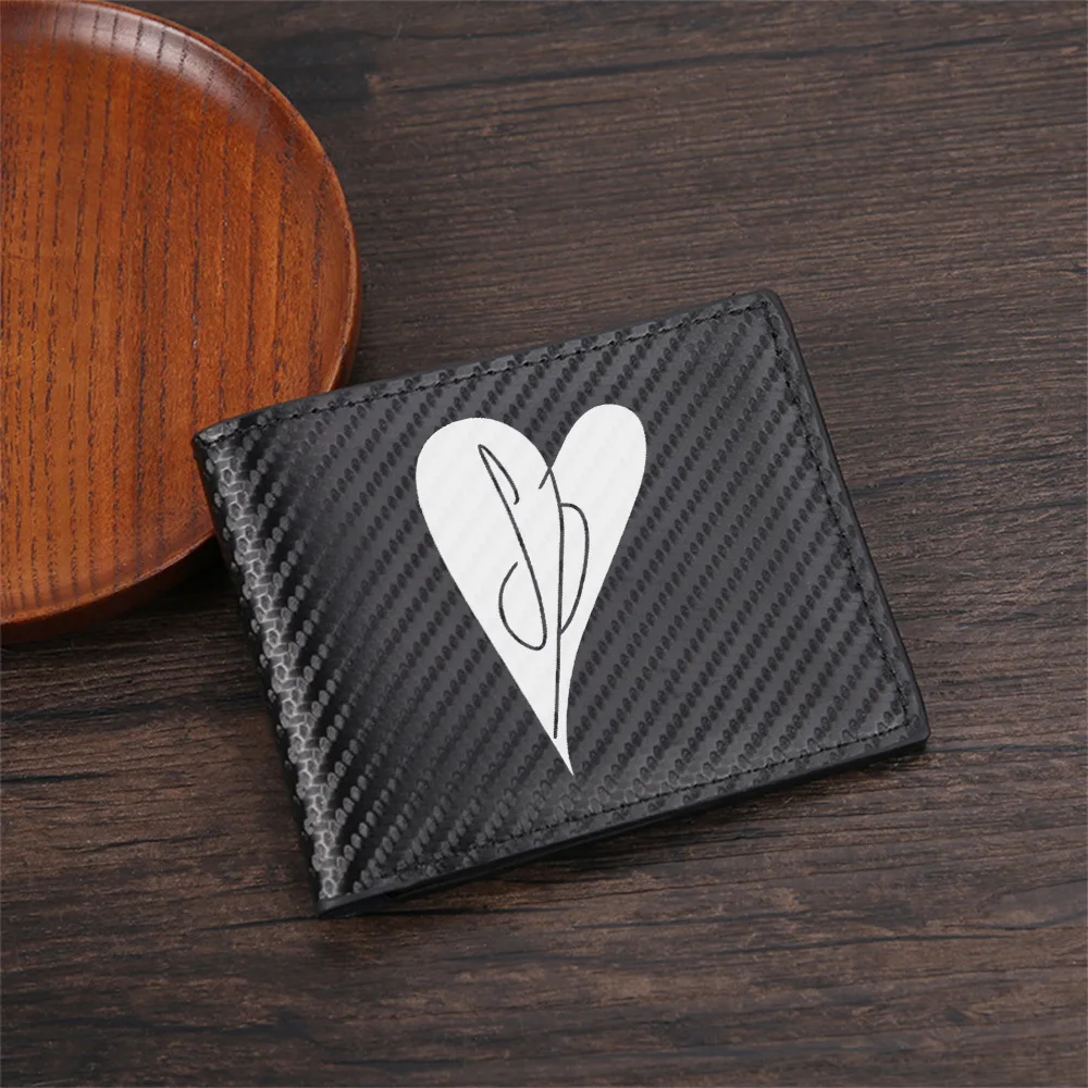 Heart shape with script initials. Men's Wallets Simple Business Modern Stylish Printing Design Gifts For Father Boyfriend Christ