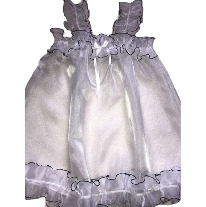 

Adult Giant Baby Sexy Girl White Organza Semi transparent Sling Dress Maid Role Playing Goddess Pajama Customization