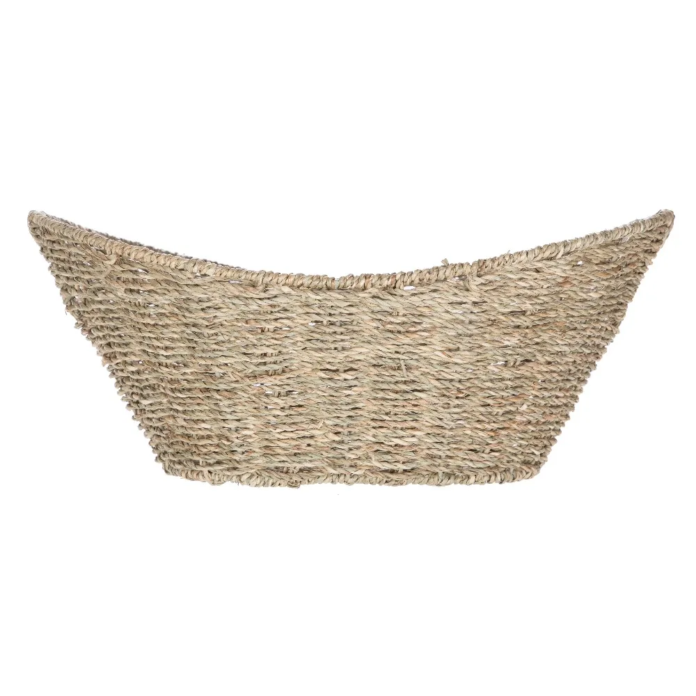 Oval Natural Seagrass Storage Basket with Cut-Out Handles, Woven Organizer for Home, Living Room, Bedroom, Nursery, Laundry, Toy, Shelf, Countertop, Decorative Storage Bin, Rustic Farmhouse Decor