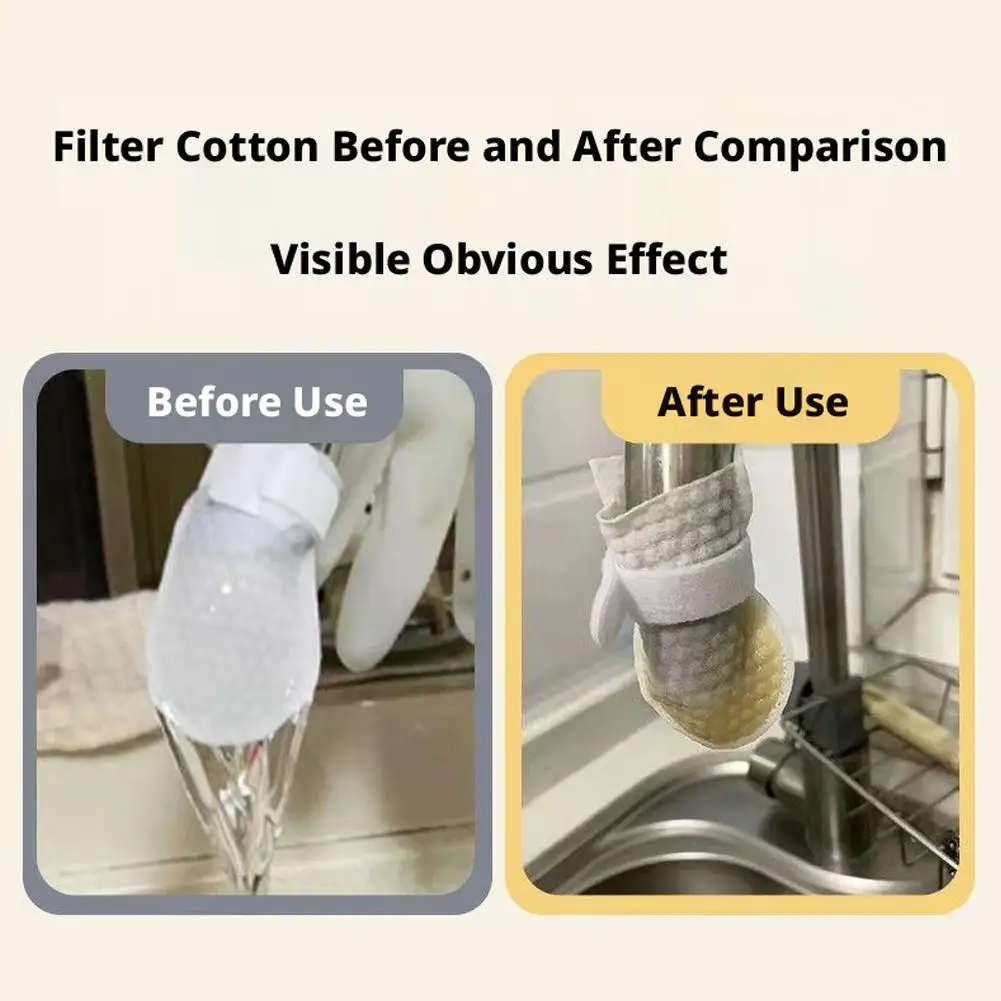 Faucet Filter Pads High Density PP Cotton Multi Layer Filtration Universal Fit Kitchen Bathroom Hot Cold Water Reusable Straps view 2