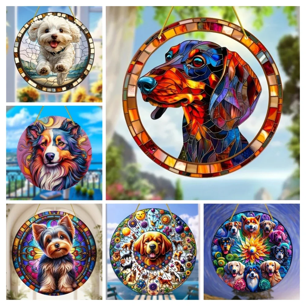 Geschenk für Hundeliebhaber, Sonnenfänger aus Corgi-Acryl zum Aufhängen am Fenster, Lichtfänger für Haustiere, Dekoration mit Corgi-Motiv, Heimdekoration, Kunstdekoration für Rasen