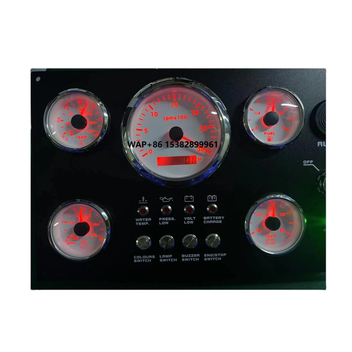 5 Gauges Waterproof Truck Instrument Cluster Black or White Tachometer Fuel Gauge