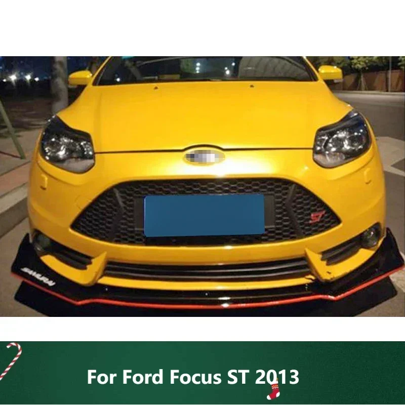 New! Front Bumper Spoiler Protector Plate Lip Body Kit For Ford Focus ST 2013 Carbon Surface Car Decorative strip Chin Shovels