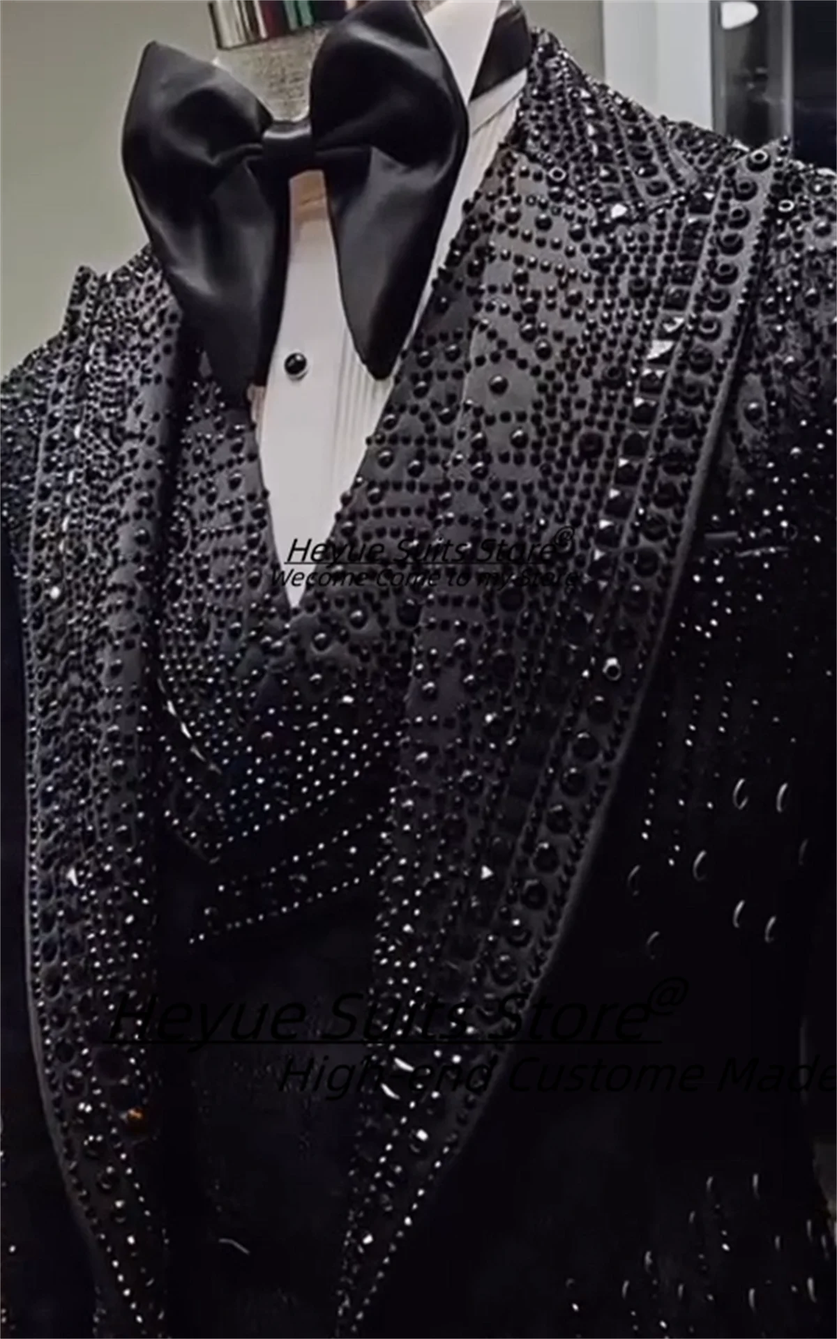 Blazer da ballo maschile lucido di fascia alta Slim Fit Picco risvolto Smoking da sposo da sposa Set da 3 pezzi Abiti da uomo di lusso Costume da festa Homme
