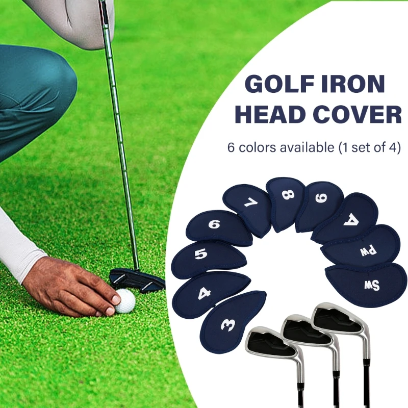 10 pçs macio golfs ferro cabeça capa protetora golfs headcover capa protetora haste cabeça casos golfs acessórios ndurante 448d