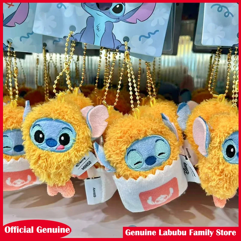 Miniso Cartoon Stitch Gamberetti fritti Peluche Portachiavi Ciondolo Cartoon Kawaii Doll Roba Zaino Appeso Ornamento Decor Regalo carino