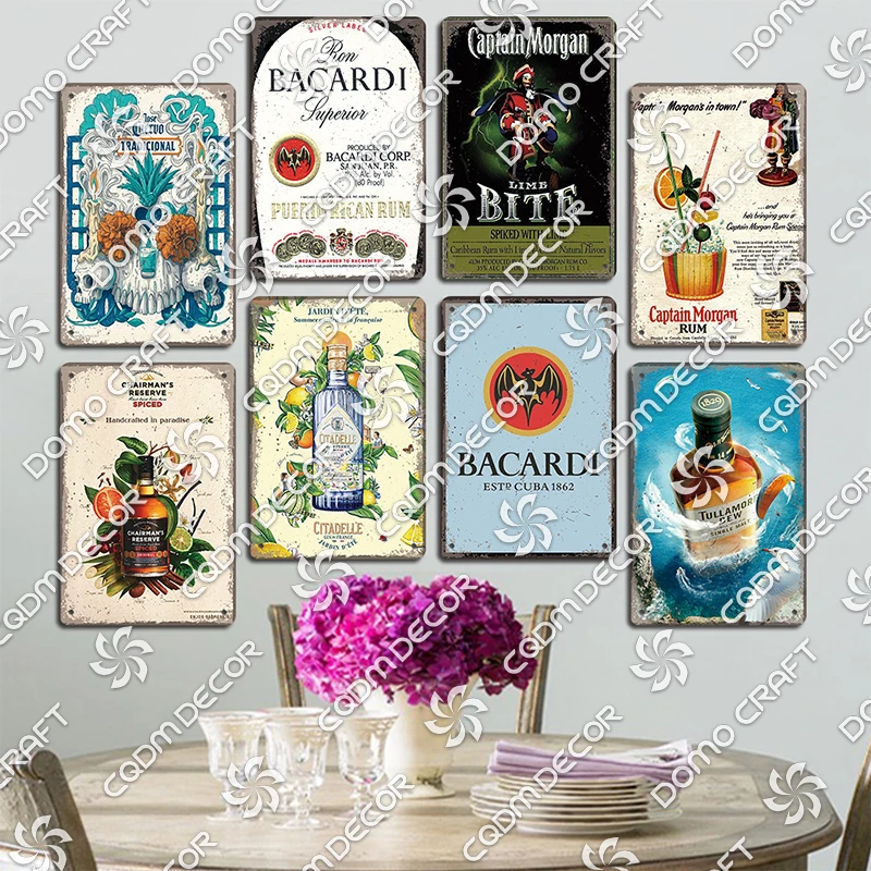 Retro Wine Poster Metal Tin Signs Wine Glass Gin Spiced Rum Girl Metal Plate Vintage Club Pub Shop Man Cave Wall Decor view 3