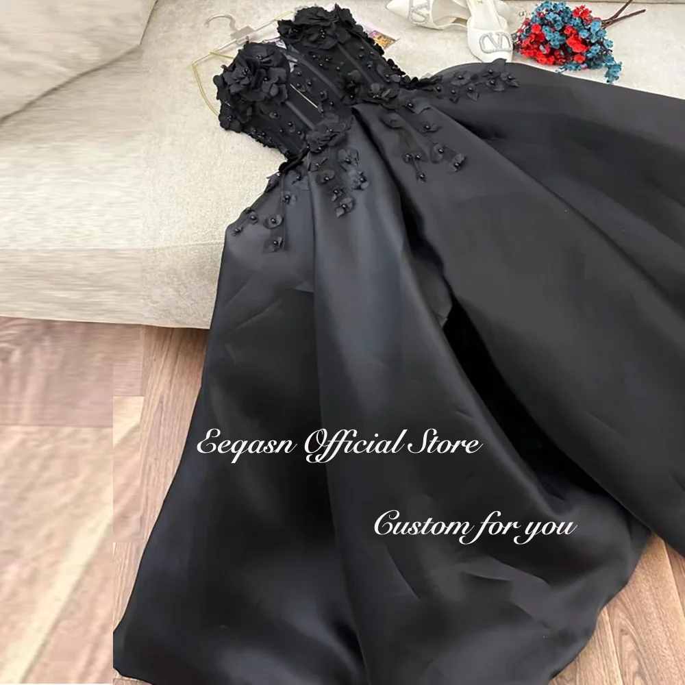 3D Flowers Decoration Evening Dresses Sweetheart Satin Vestidos De Fiesta Party Night Birthday Luxury Dress Customized