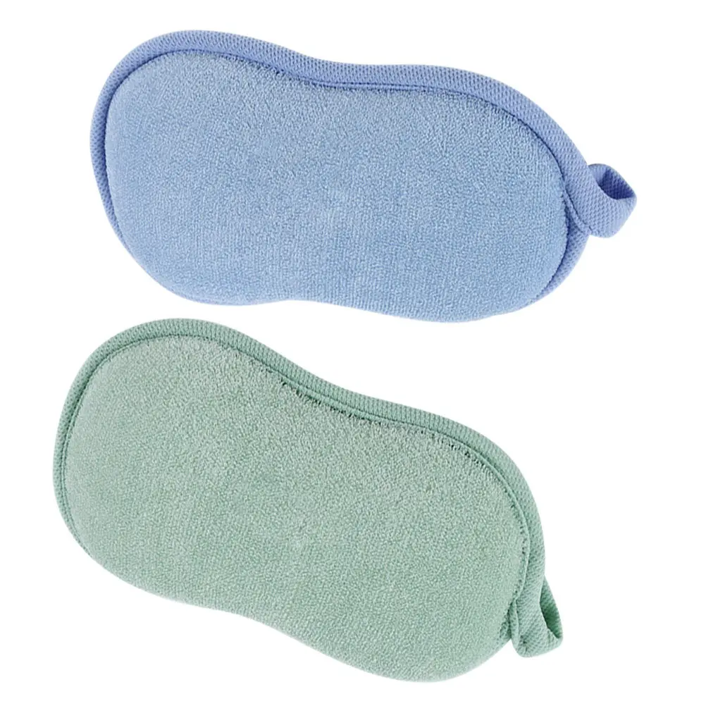 

2Pcs Bath Sponge Shower Ball Spiral Design Soft Skin Friendly Moisturizing Body Cleansing Fiber Sponge Hanging Strap Blue Green