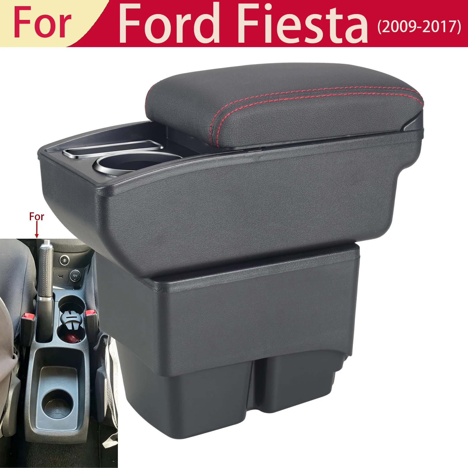 For Ford Fiesta Armrest Box Interior Details Parts Special Retrofit Parts Car Accessories Center Storage Box Car Armrest Arm