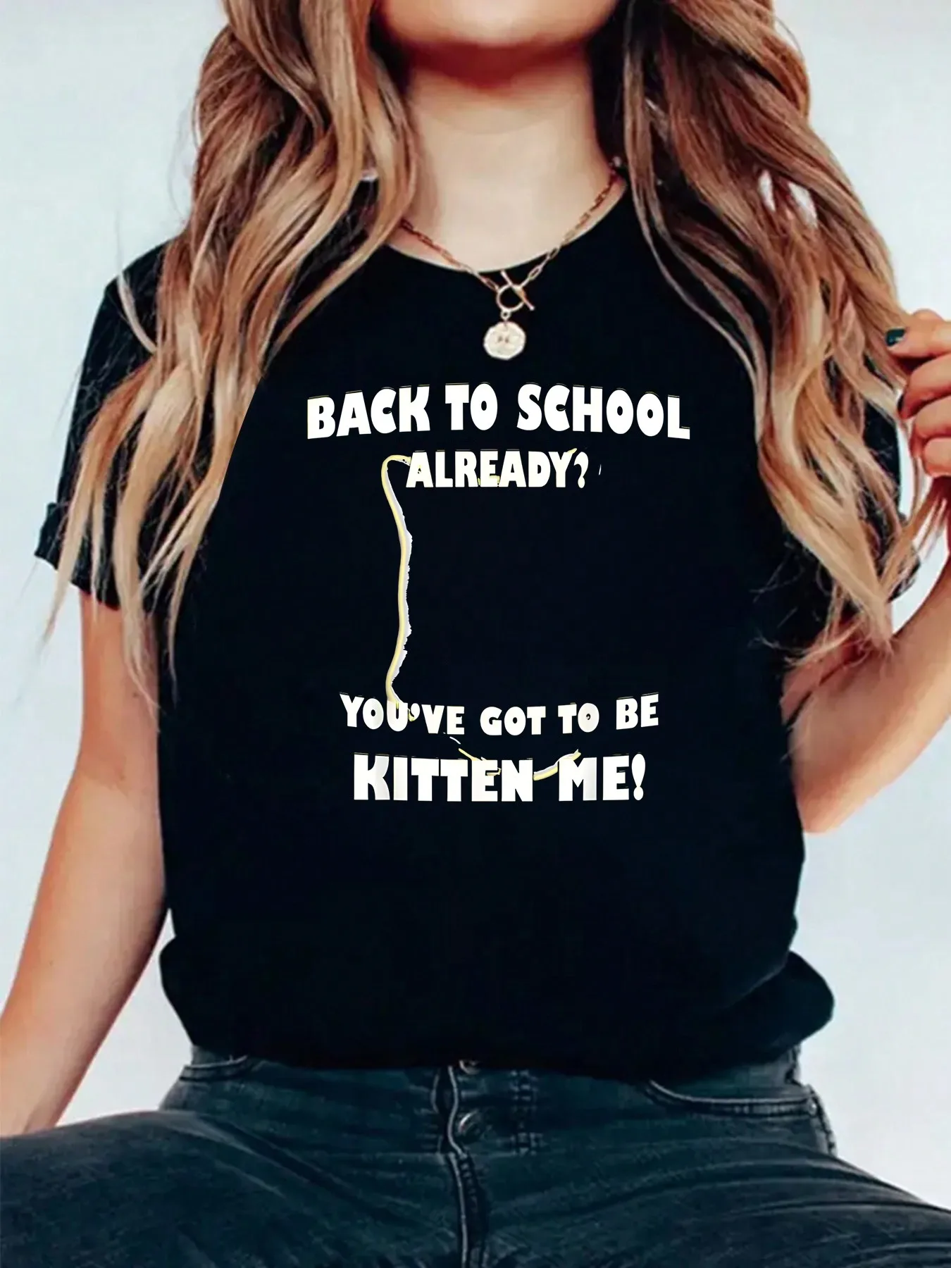 First Day of School Back To School Funny Cat Kitten Shirt Women Crop Top T-Shirt Sexy Women's Crop Tops Stylish Belly-Baring Tees Summer Street Style Staples Funny Women's Crop Tops Summer Women's Clothing Women's Home T-Shirts Women's Outdoor Streetwear