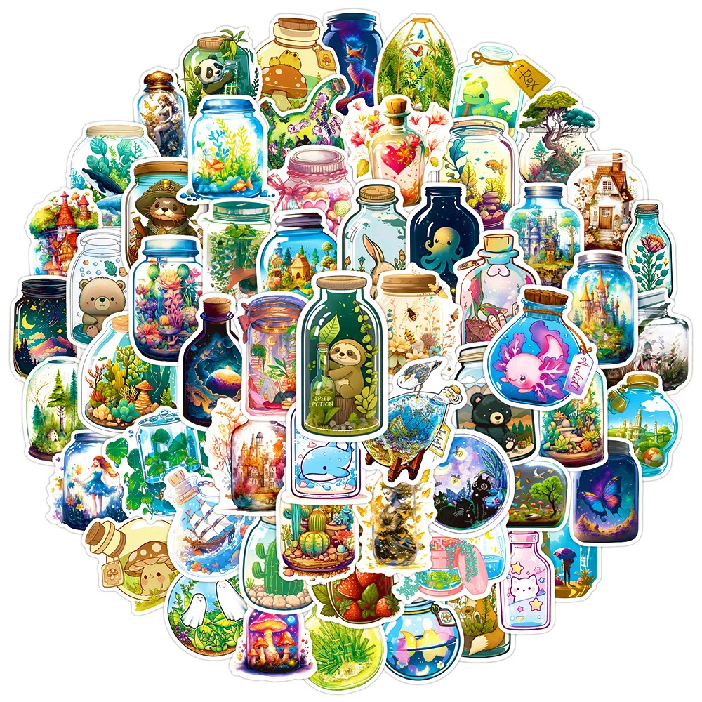 

10/30/50/100pcs Kawaii INS Style Bottle World Cartoon Stickers Decals Notebook Laptop Phone Suitcase Decoration Sticker Kids Toy