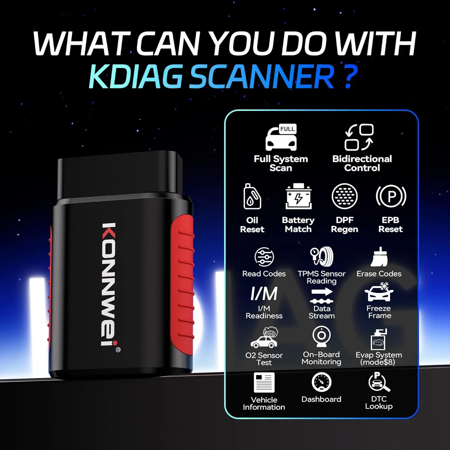 OBD2 Scanner Bluetooth - Full Diagnostic Tool with Bi-Directional Control, Reset Functions, TPMS Read, for 40+ Vehicles, iOS/And