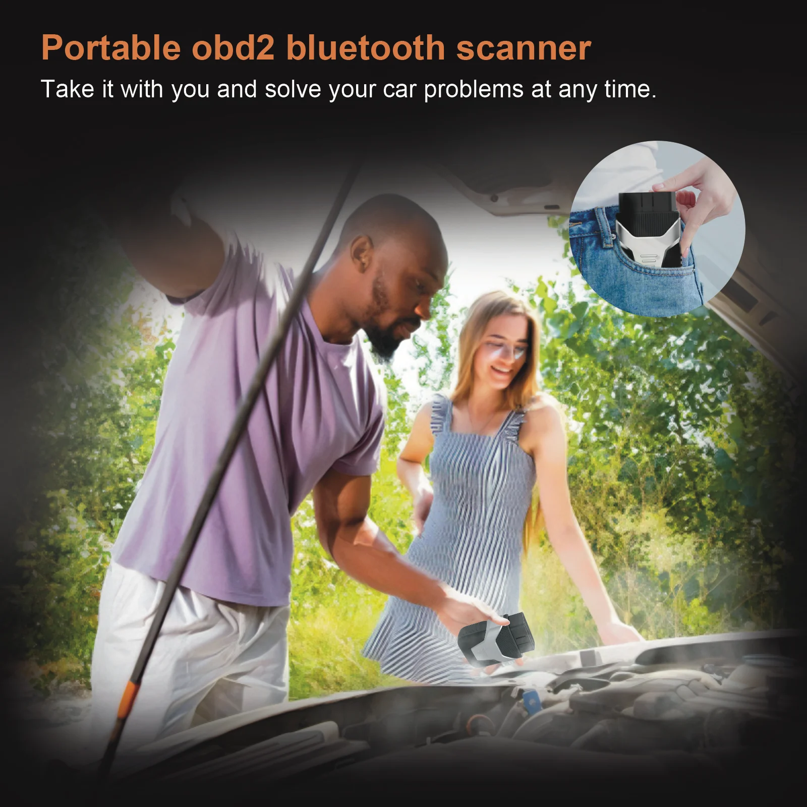 Portable HUMZOR Z100 Full System Car Diagnostic Tool Bidirectional Testing BlueTooth Obd2 Scanner