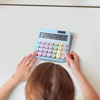 Large Desk Calculator Large Buttons 12 Digit Calculator 5-inch LCD Display Colorful 15-degree Tilt Screen Adding Machine For