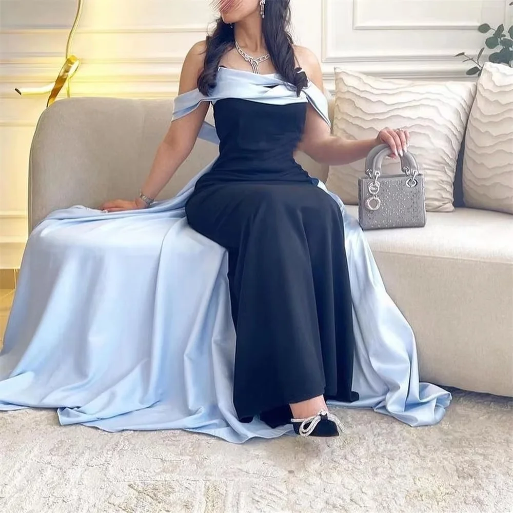 فستان حفلة موسيقية نسائي رائع مخصص بدون أكمام ساحر على شكل حرف a رقبة قارب قبالة الكتف فستان الحفلات ثوب مسائي للنساء