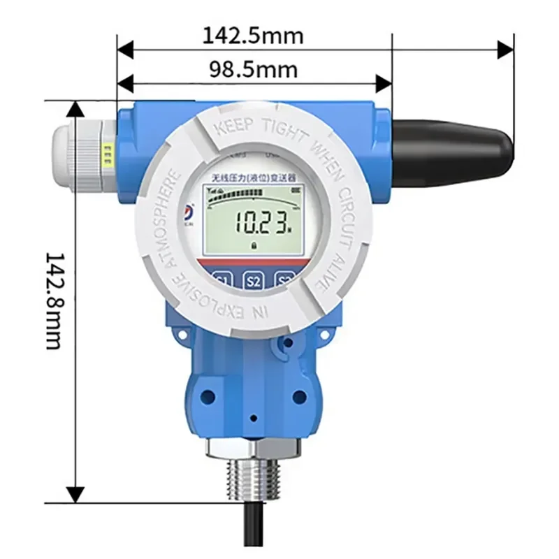 Wireless Water Level Transmitter with LCD Display Submersible Hydrostatic Level Sensor for