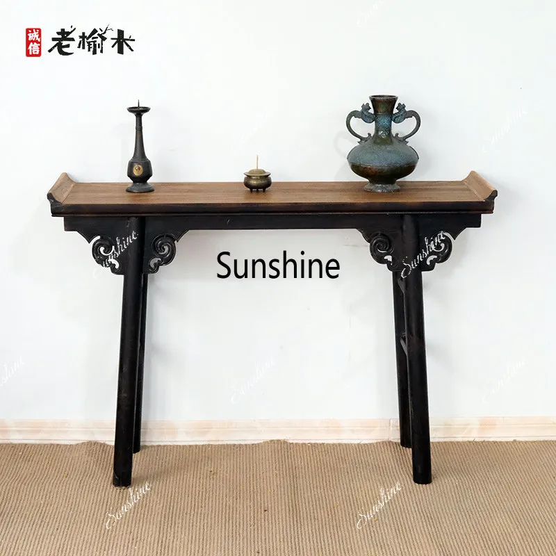 New Chinese style table for God of Wealth solid wood entering the door and warping the head table