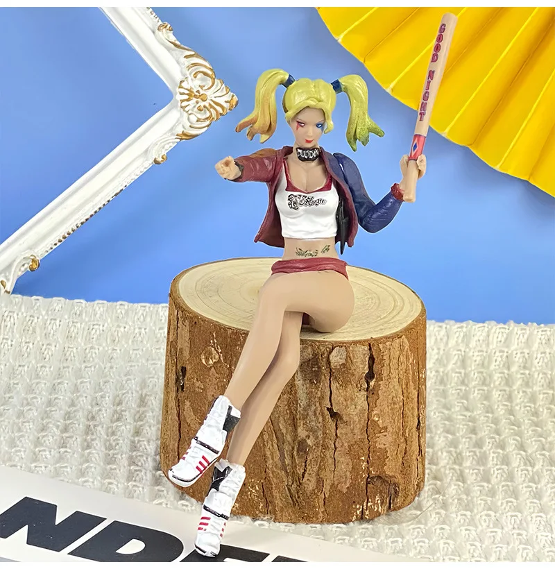 3pcs/set Anime The clown Harley Quinn sitting posture Action Figure PVC Model Toys doll Car Decoration Desk Decor Gifts view 2