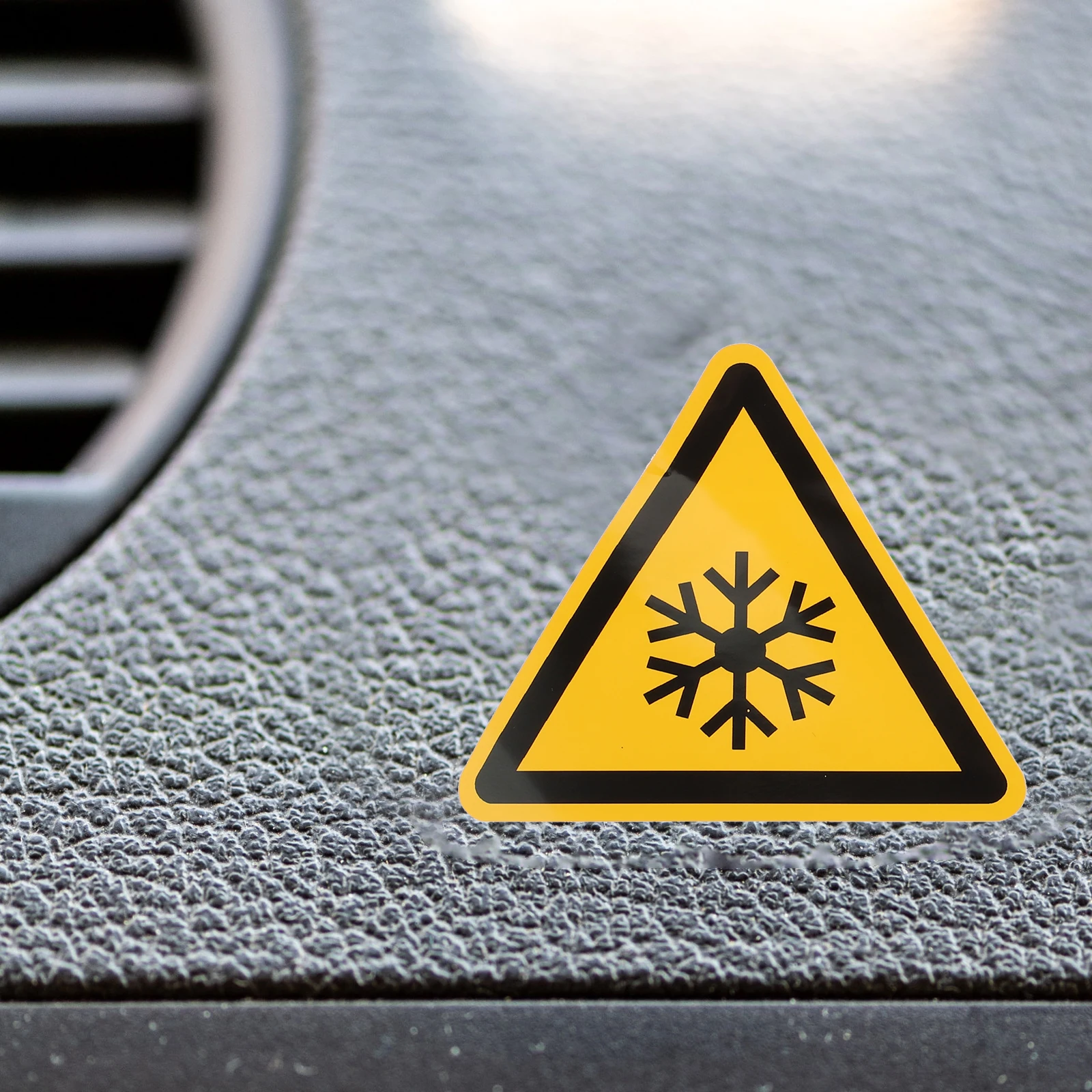 3 قطع من ملصقات التحذيرية ذات درجة الحرارة المنخفضة، ملصقات أمان من الفينيل ذاتية اللصق، علامات تحذير للمعدات، السلامة المرورية