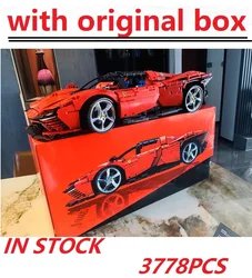 With Original Box 3778PCS Ferraried SP3 42143 Supercar Model Building Blocks Bricks Toys For Boys Girls Birthday Gift