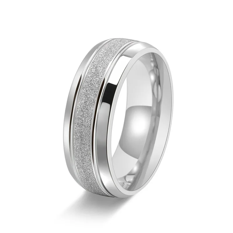 Somen 8mm Titanium Steel Frosted Rings For Women Men Romantic Engagement Wedding Party Fashion Jewelry Female Male Couple Ring
