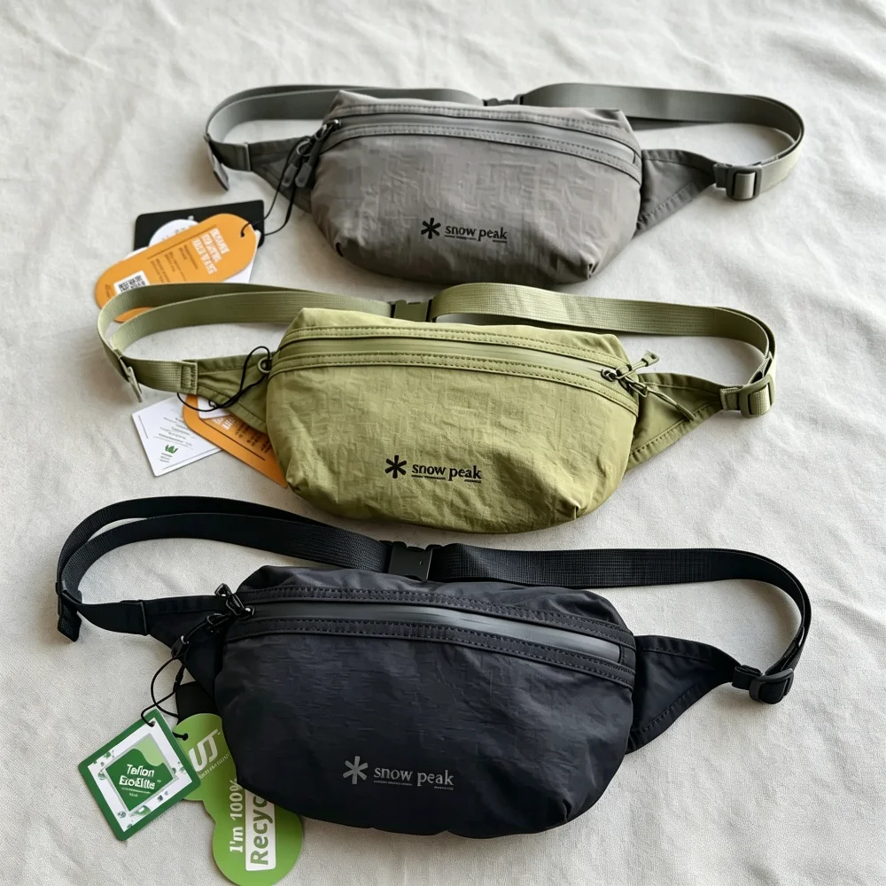 snow peak Small Men Women Waist Pouch Fanny Pack Portable Commuter Camping Hiking Travel Crossbody Phone Storage Bag Outdoor