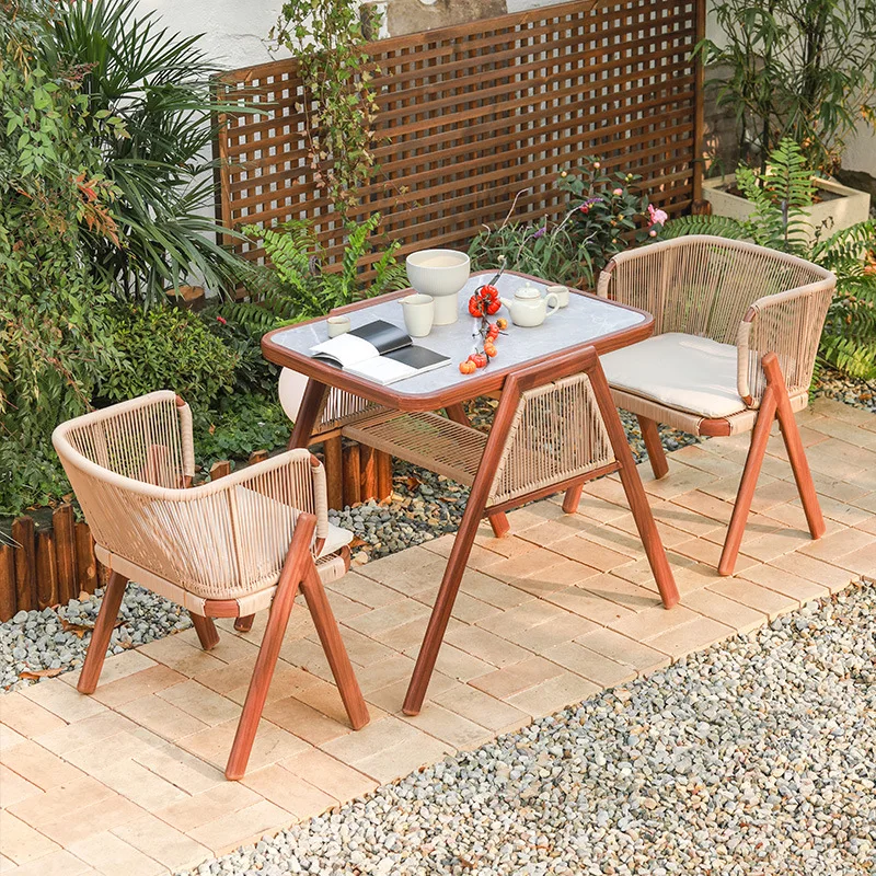 Balcony small tables and chairs Internet celebrities reading leisure tea rattan