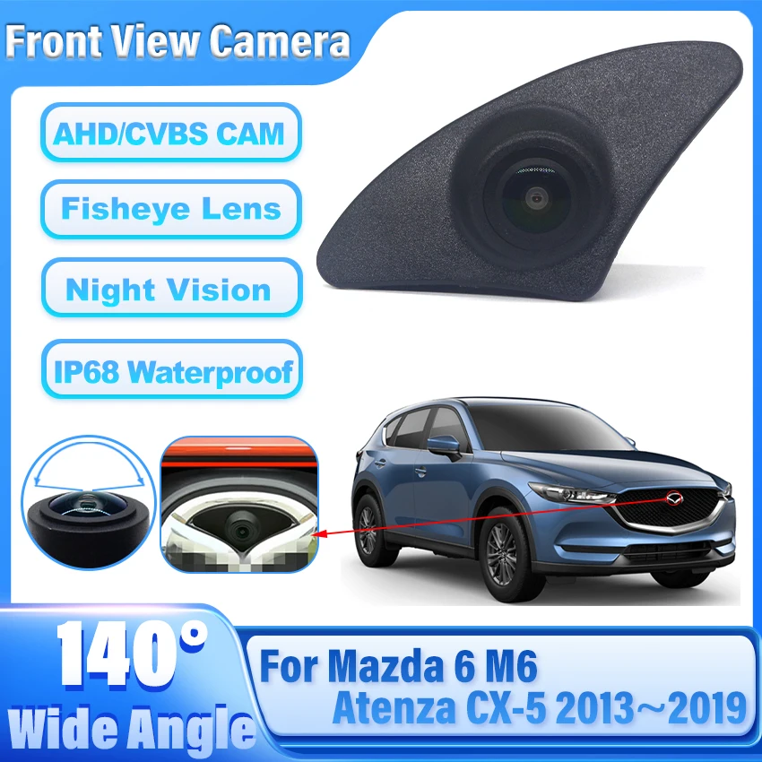 AHD 1080P Fisheye CCD Tampilan Depan Mobil Kamera Logo Positif Parkir untuk Mazda 6 M6 Atenza CX-5 CX5 2013 ~ 2015 2016 2017 2018 2019