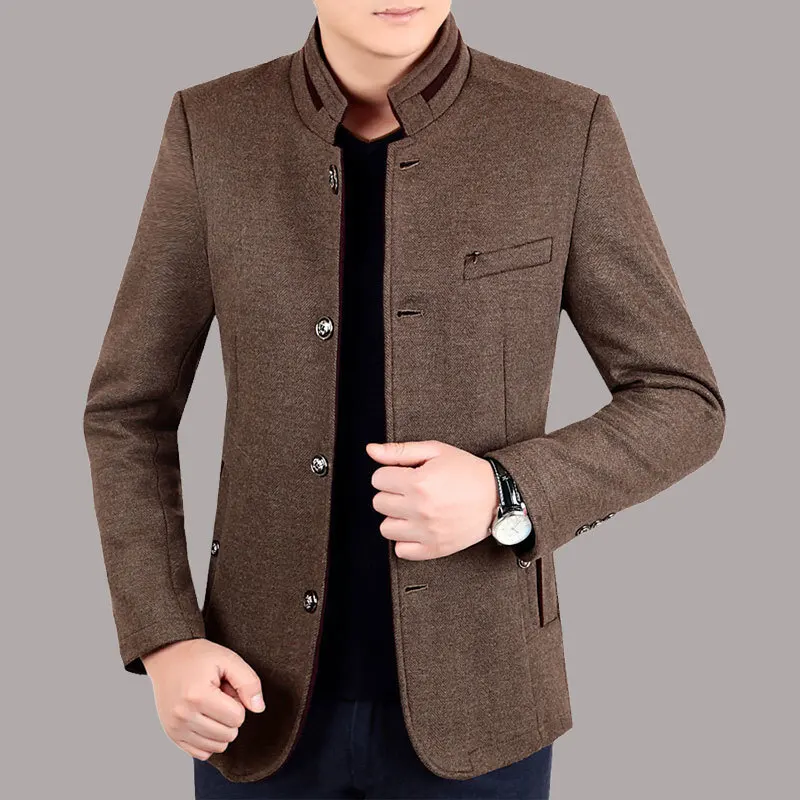 Autumn Winter Wool Coat Men Leisure Long Woolen Coats Men's Pure Color Business Casual Fashion Jackets Men Wool Overcoat Outwear