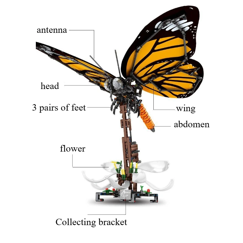 SEMBO-figura de insecto, mariposa, partículas pequeñas, modelo de ensamblaje de bloques de construcción, rompecabezas decorativo DIY, juguete de ensamblaje, regalo de cumpleaños