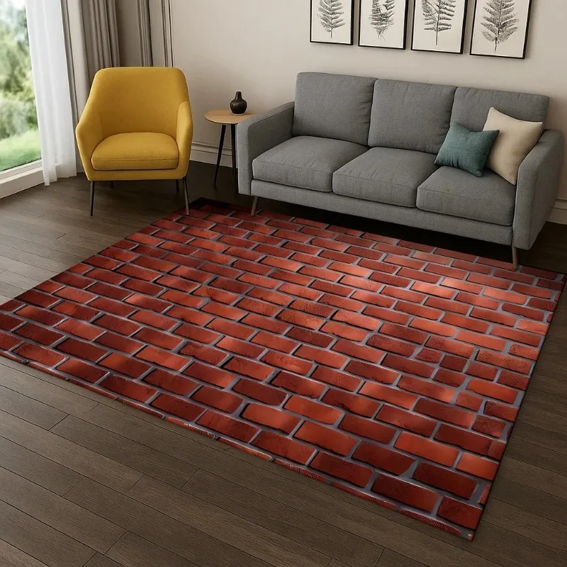 3D Brick Stone Building Carpet Wall Originality Printed Rug for Living Room Home Bedroom Doormat Decor Anti-slip Large Size Rug