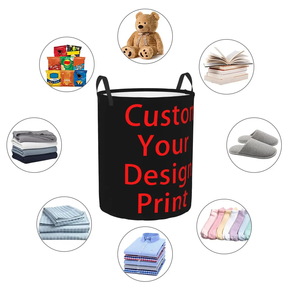 Custom Your Design Laundry Hamper Large Clothes Storage Basket Customized Logo Printed Toys Bin Organizer for Nursery