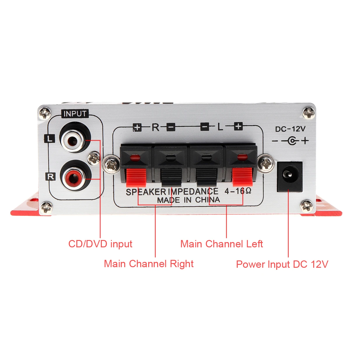 Mini Car Amplifier Motorcycle Home Boat Auto Stereo Audio Amplifier 2 Channel Digital Hi-Fi Amp Support CD DVD MP3 Input