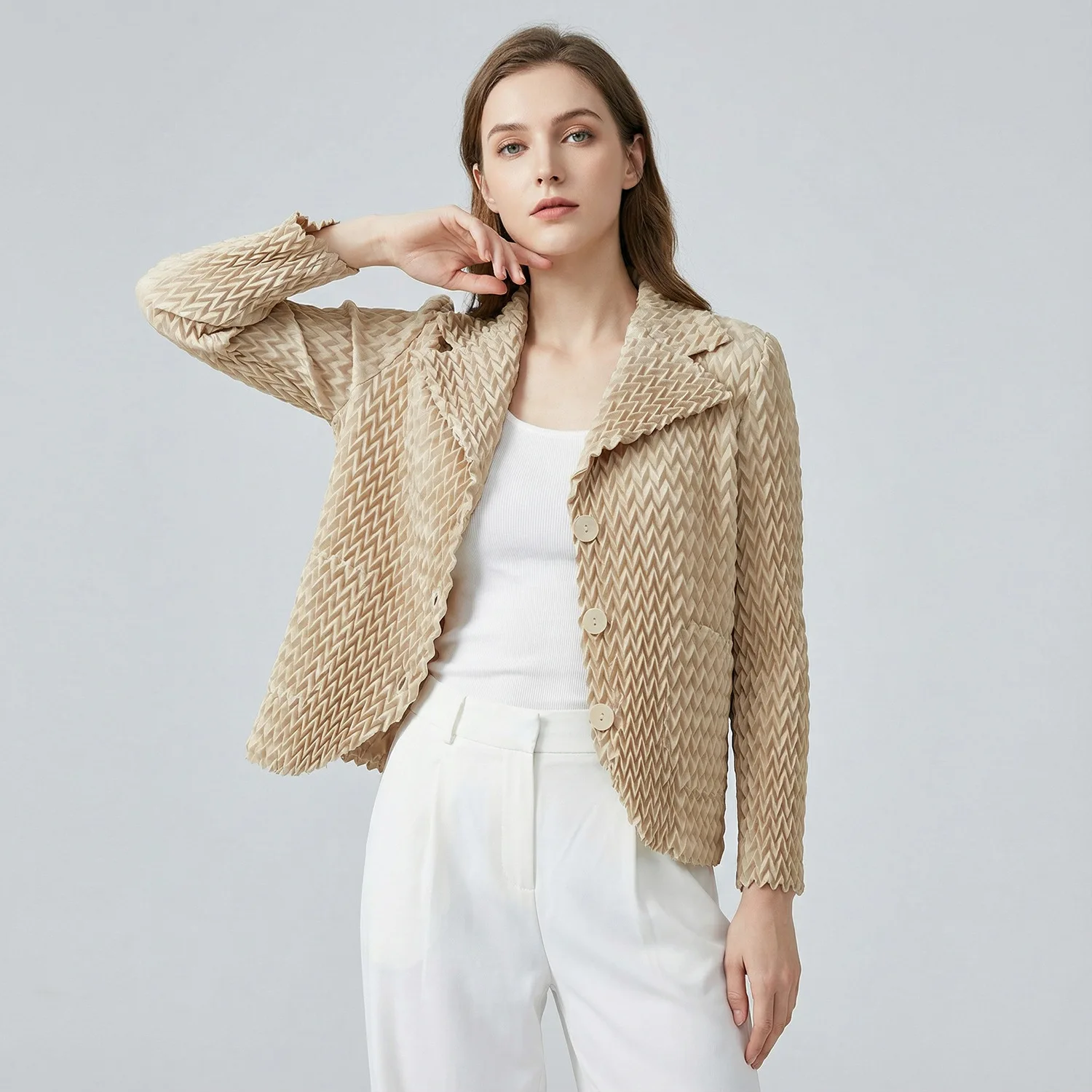 Miyake Folds 2026 Spring and Fall New Design Sense of Women's Jackets Fashion Fish Scale Pleats Hundred Models Short Jacket