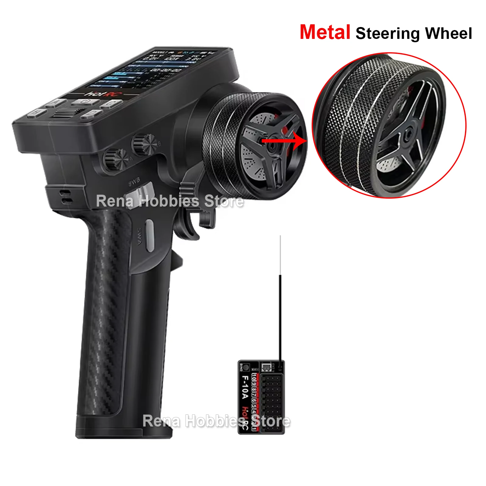 HotRC CT-10B 10CH 2,4 GHz Funkfernbedienung Sender mit F-10A PWM Empfänger Trainer Funktion für RC Auto Boot Tank Modell
